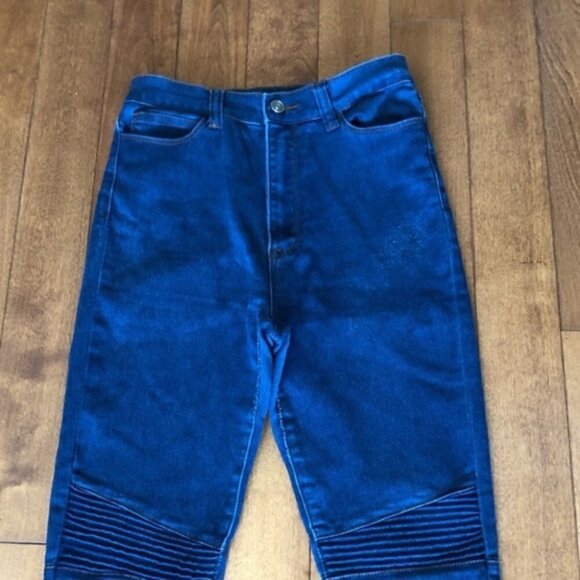 HIGH Waisted Jeans Moto Knees Design Size 9 - Picture 3 of 11